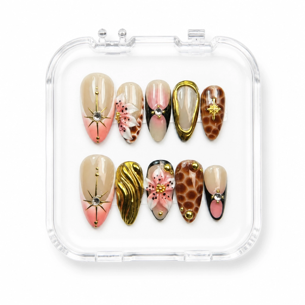 Press-on Nails Wholesale $11.90 Golden Blossom by Yabe Vietnam