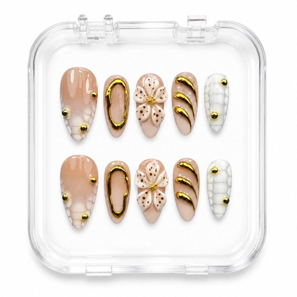 Press-on Nails Wholesale $11.90 Golden Bloom by Yabe Vietnam