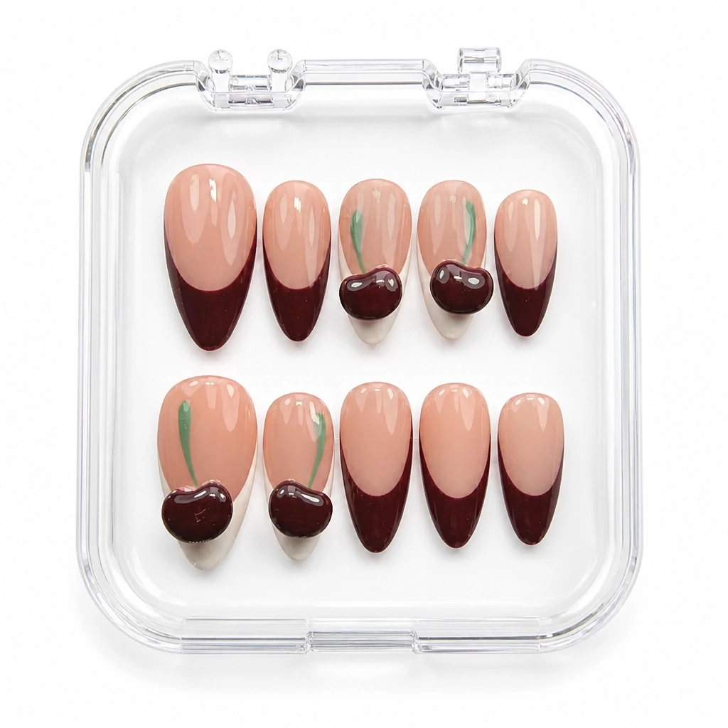 Press-on Nails Wholesale $11.90 Cherry Wine Delight by Yabe Vietnam