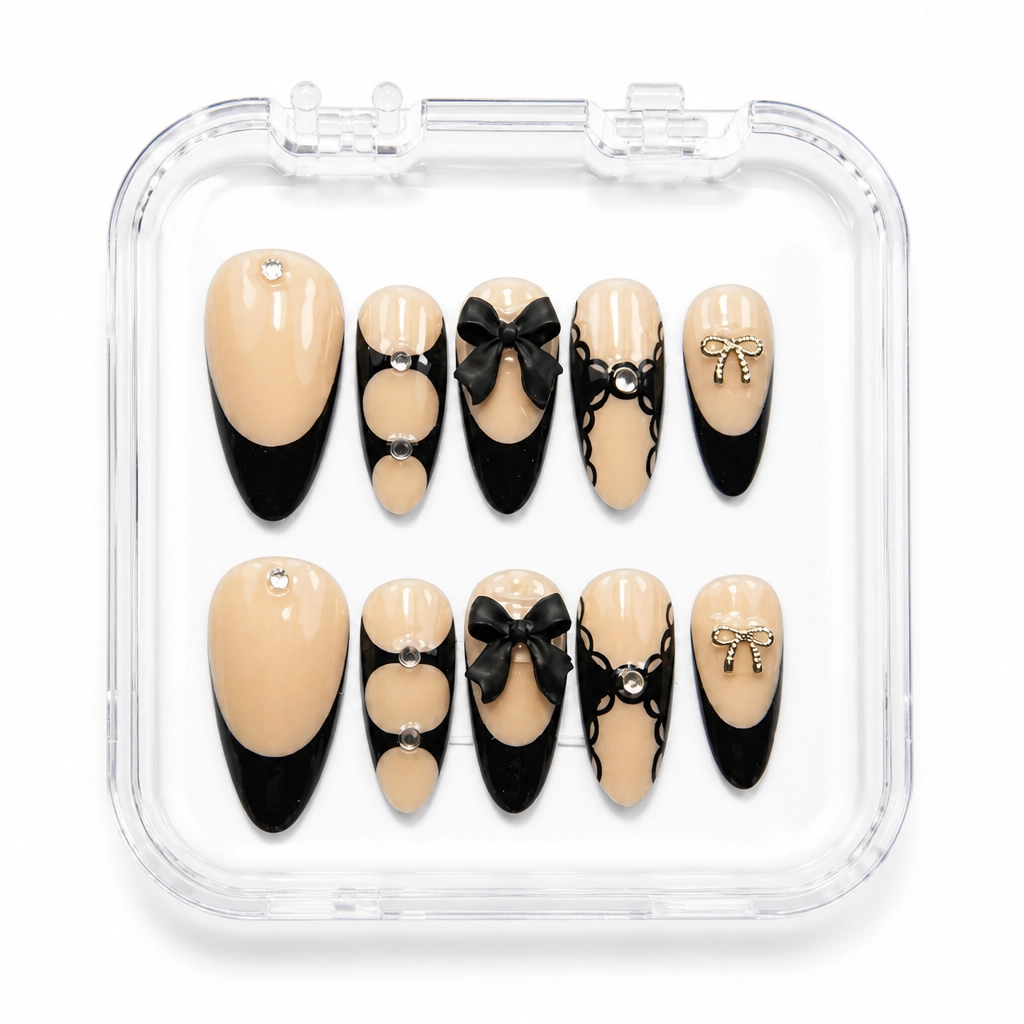 Press-on Nails Wholesale $11.90 Midnight Bow Couture by Yabe Vietnam