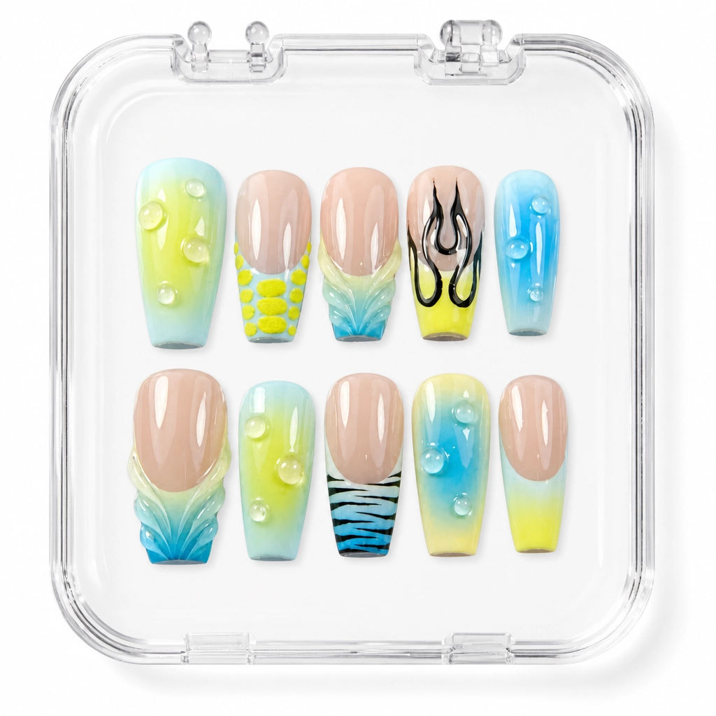 Press-on Nails Wholesale $11.90 Aquatic Wilds by Yabe Vietnam