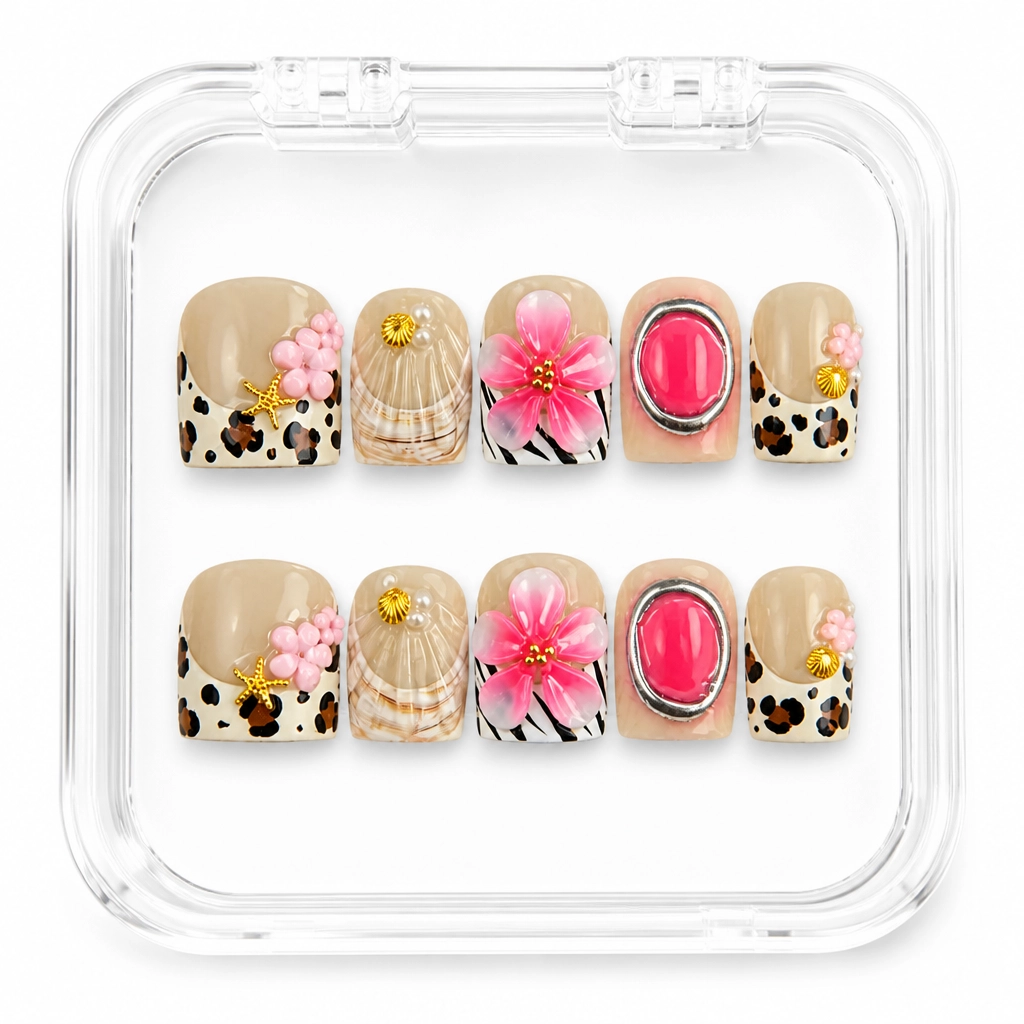 Press-on Nails Wholesale $11.90 Floral Safari by Yabe Vietnam