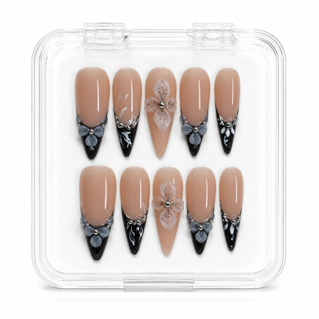 Press-on Nails Wholesale $11.90 Slate Blue Bloom by Yabe Vietnam