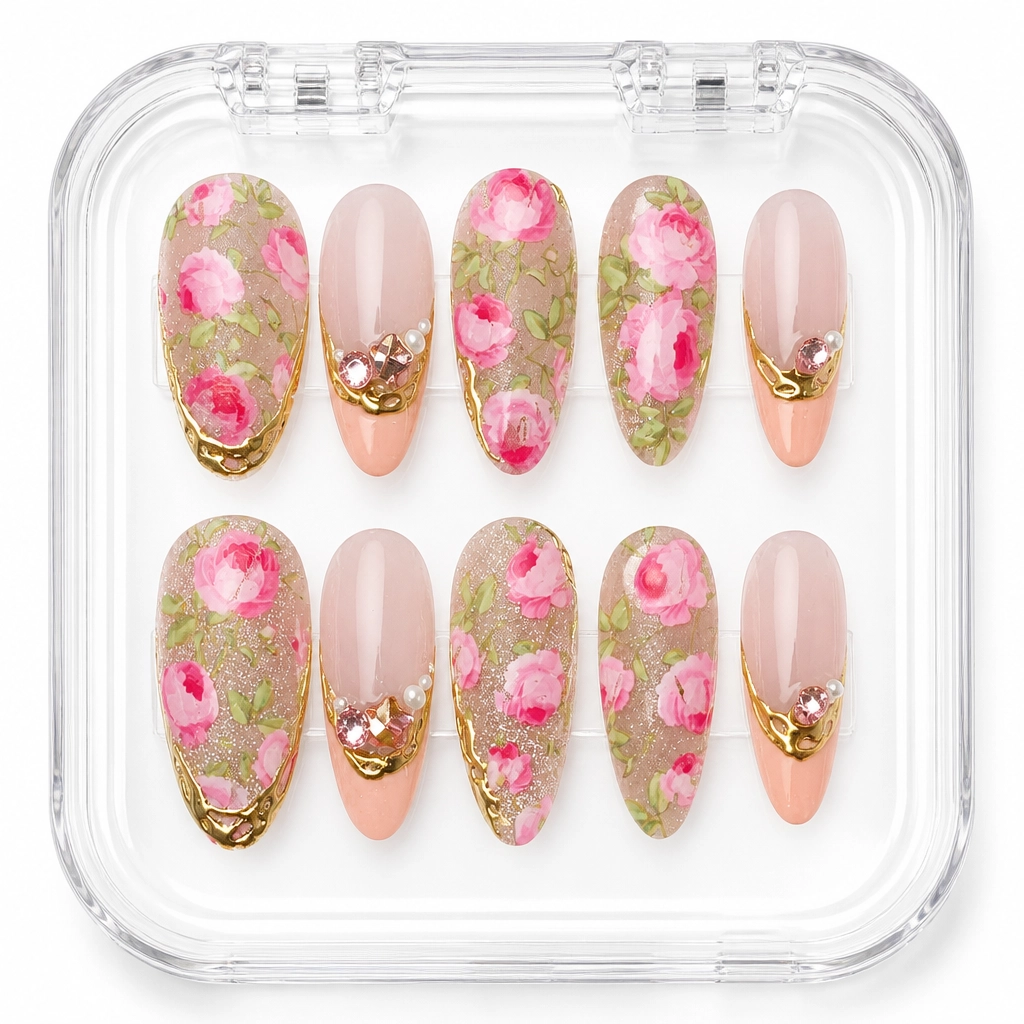 Press-on Nails Wholesale $11.90 Victorian Rose Elegance by Yabe Vietnam
