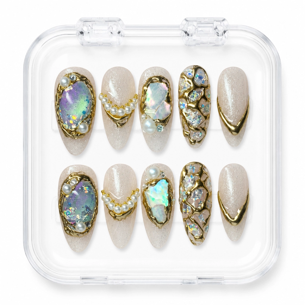 Press-on Nails Wholesale $11.90 Golden Mermaid Pearl by Yabe Vietnam