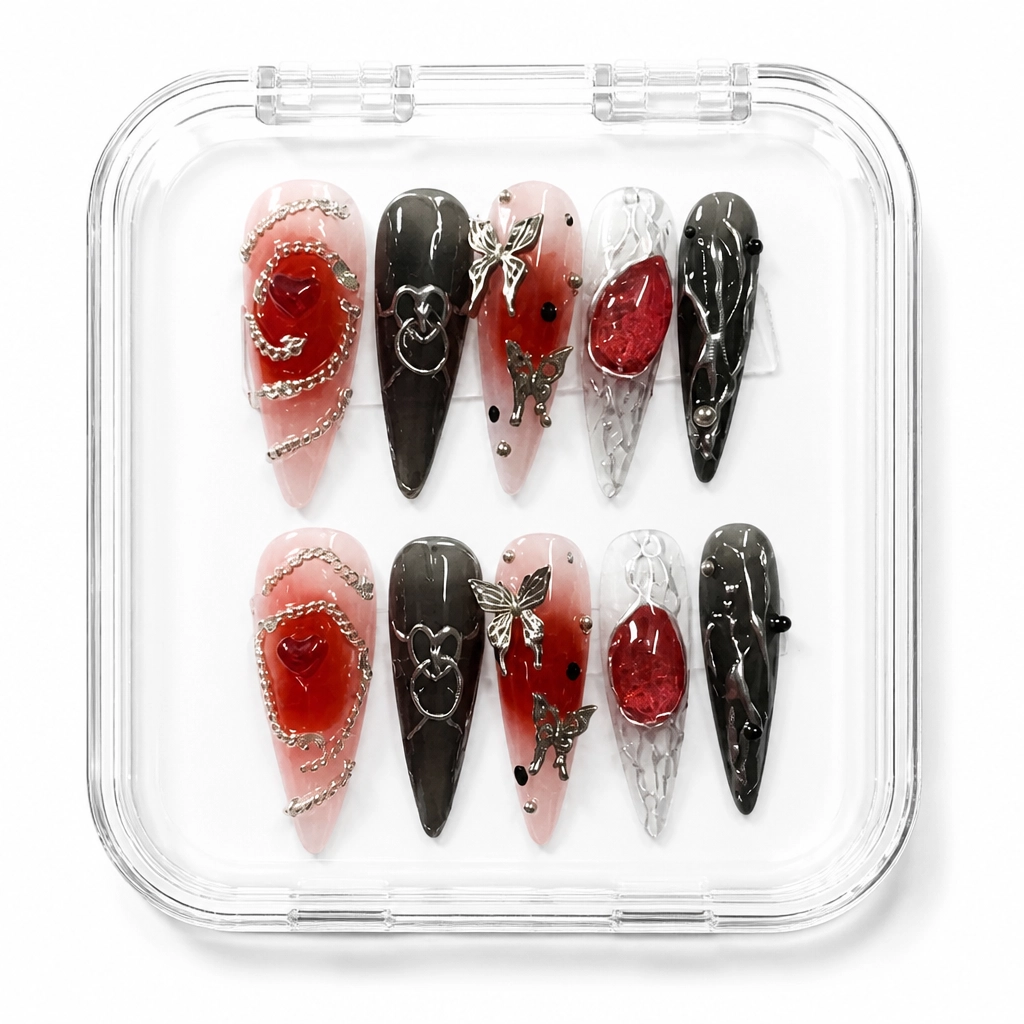 Press-on Nails Wholesale $11.90 Crimson Glamour by Yabe Vietnam