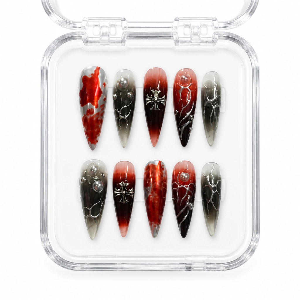 Press-on Nails Wholesale $11.90 Crimson Elegance by Yabe Vietnam