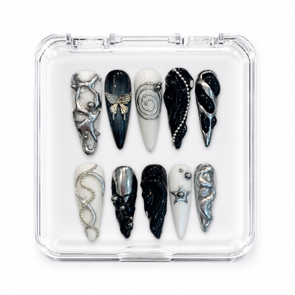 Press-on Nails Wholesale $11.90 Obsidian Serpent by Yabe Vietnam