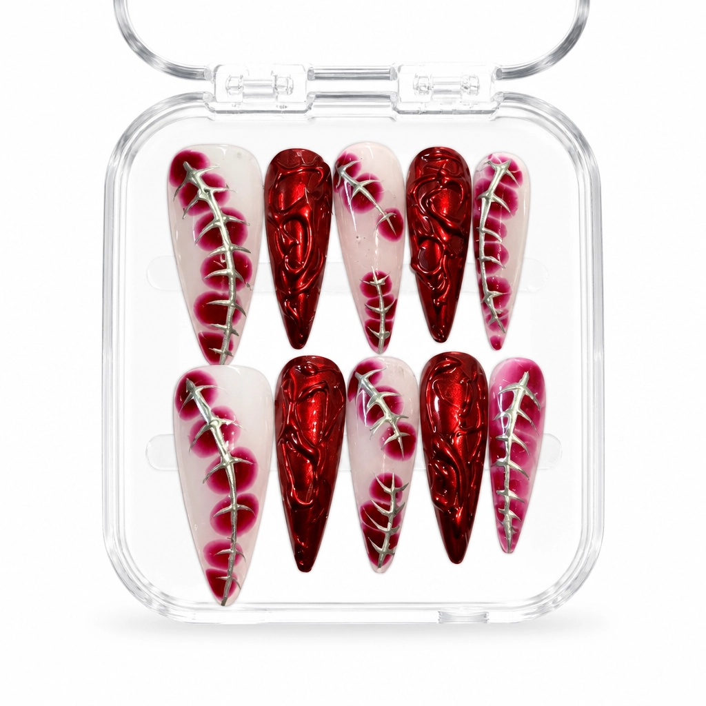 Press-on Nails Wholesale $11.90 Crimson Glimmer by Yabe Vietnam
