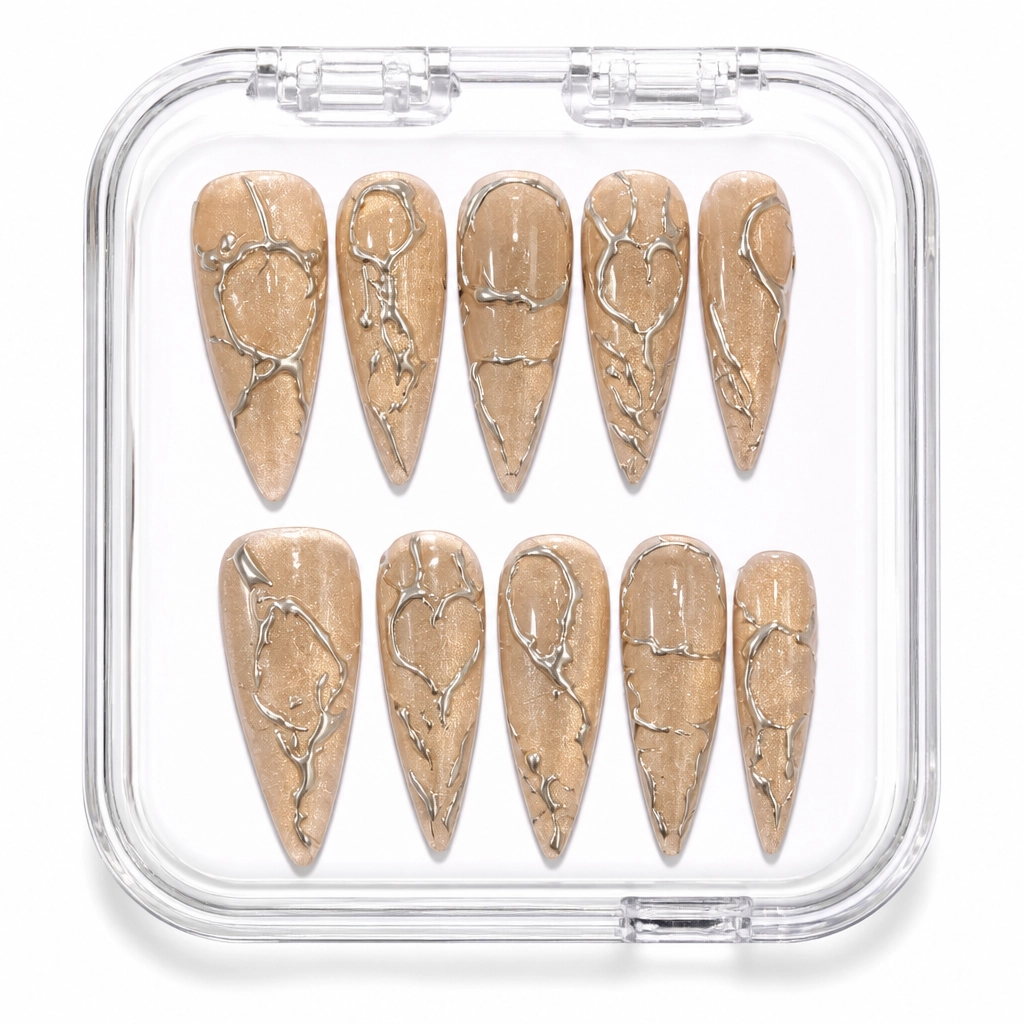 Press-on Nails Wholesale $11.90 Golden Glamour by Yabe Vietnam