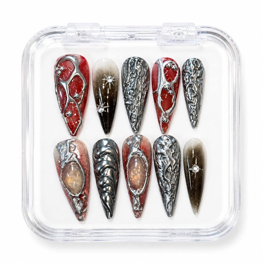 Press-on Nails Wholesale $11.90 Crimson Glamour by Yabe Vietnam