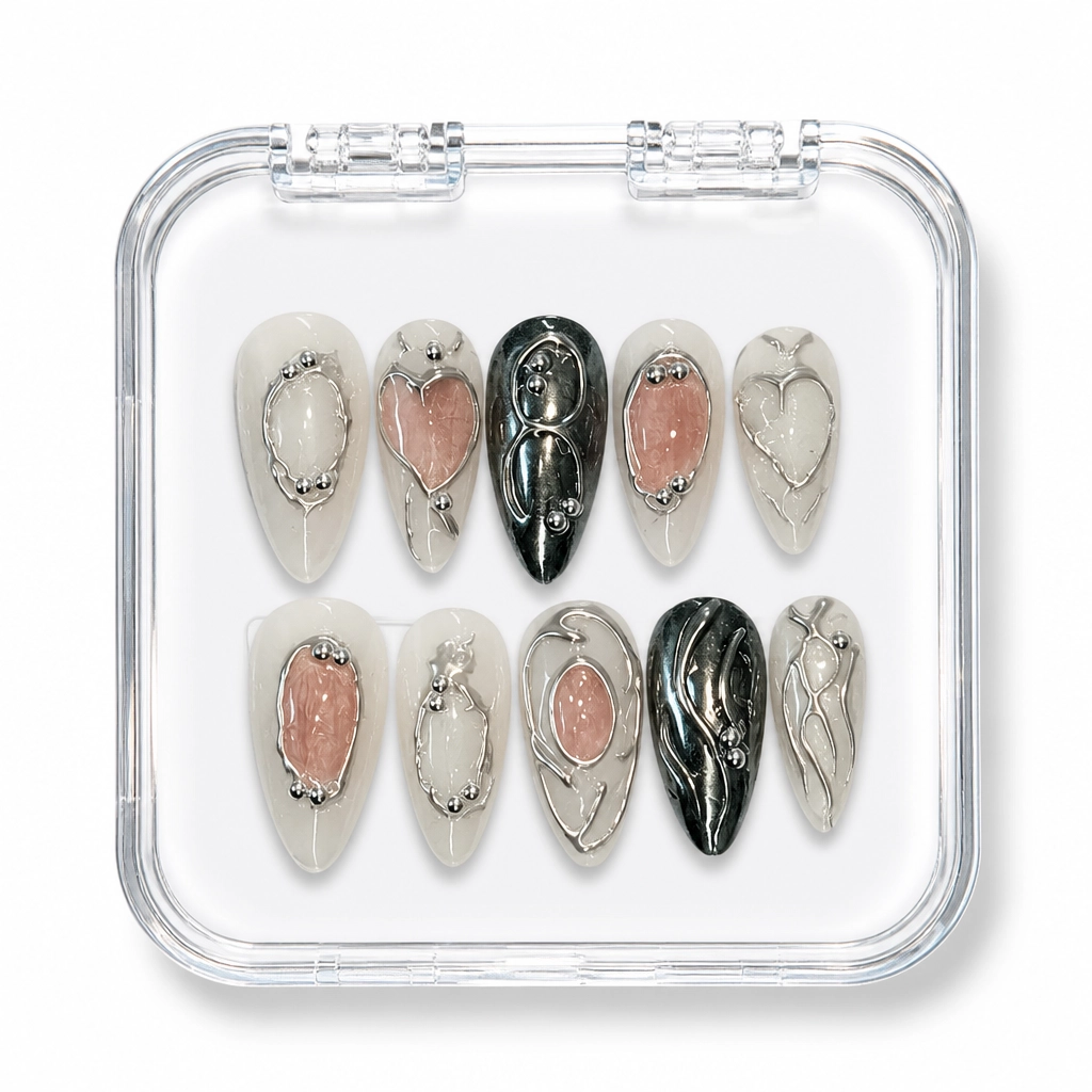Press-on Nails Wholesale $11.90 Marble Noir by Yabe Vietnam