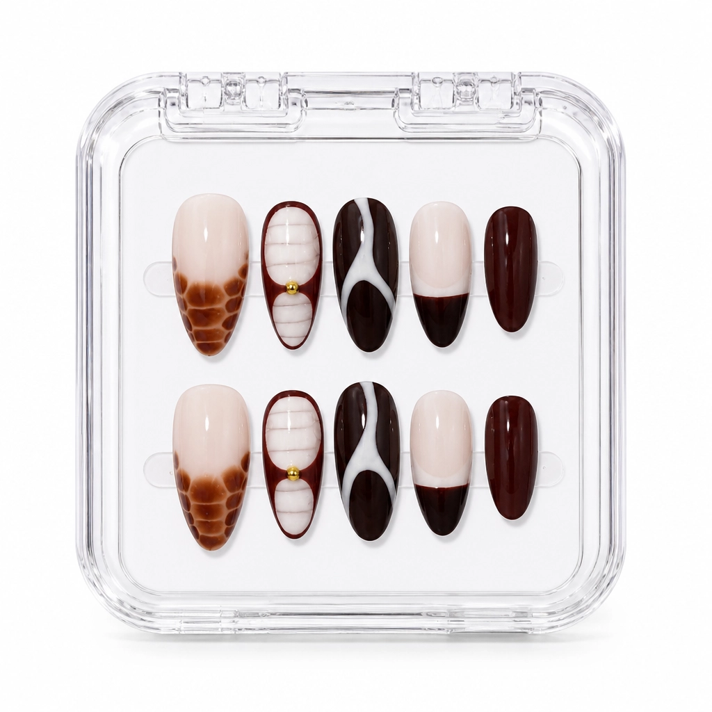 Press-on Nails Wholesale $11.90 Burgundy Marble Luxe by Yabe Vietnam