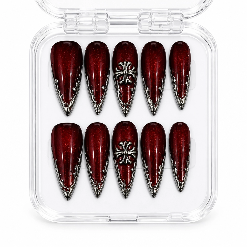 Press-on Nails Wholesale $11.90 Chic Crimson Celestial by Yabe Vietnam