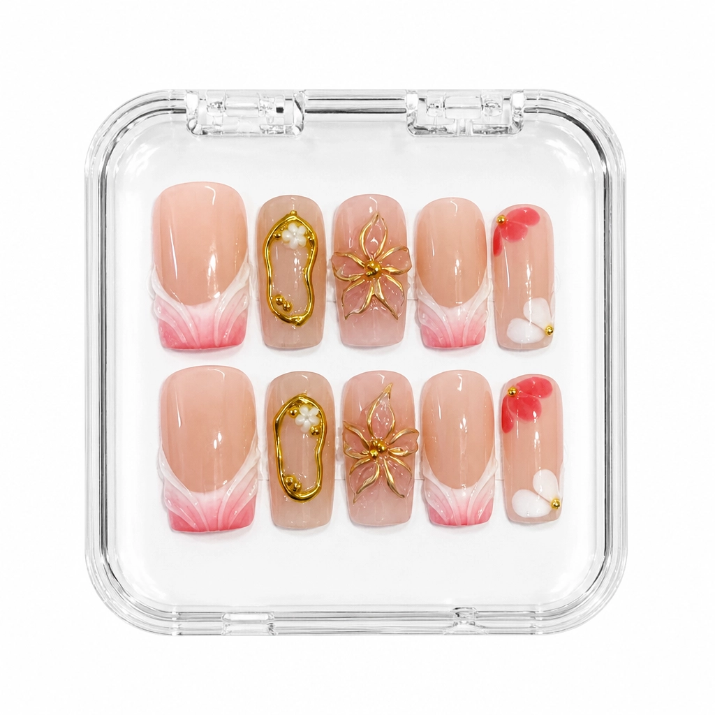 Press-on Nails Wholesale $11.90 Blush Gold Elegance by Yabe Vietnam