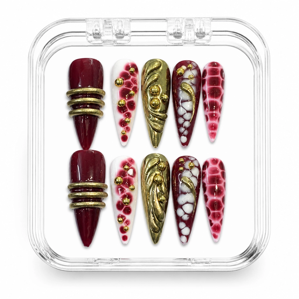 Press-on Nails Wholesale $11.90 Crimson Illusion by Yabe Vietnam