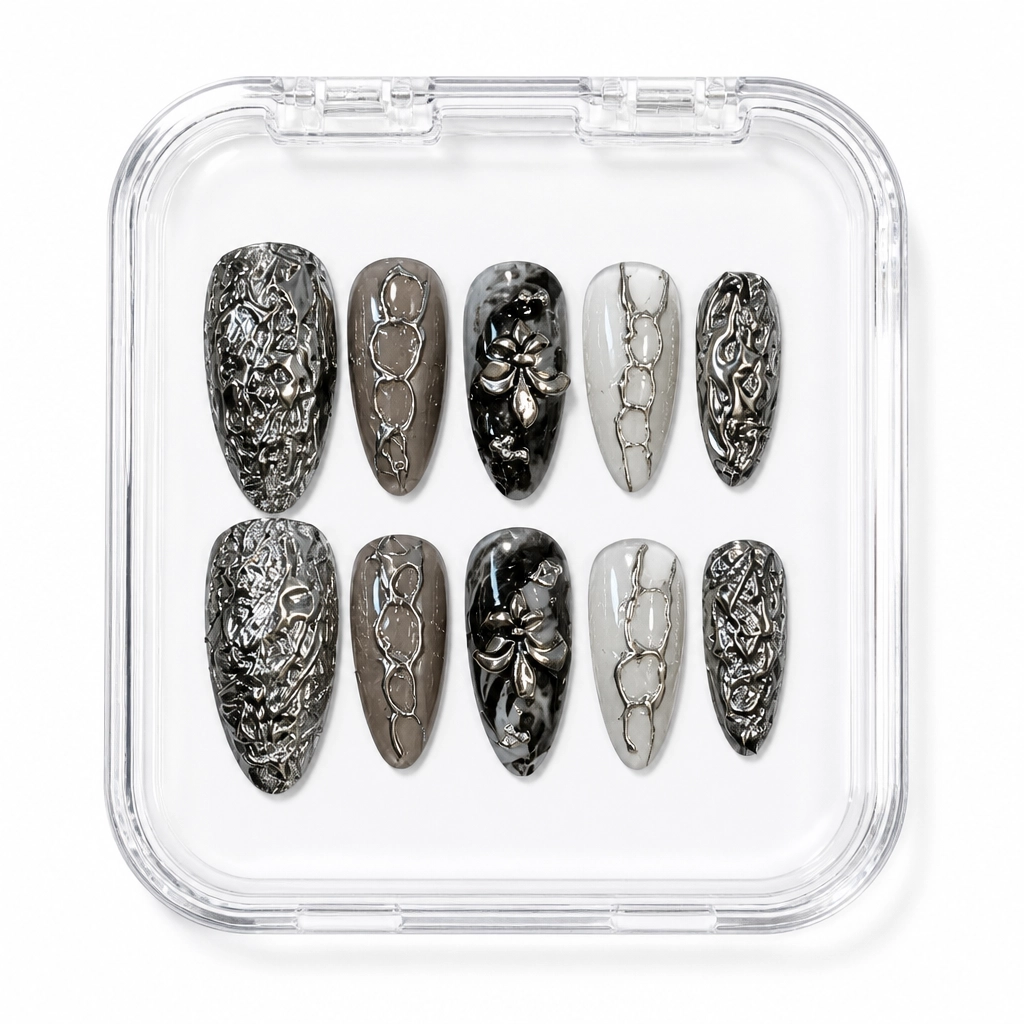 Press-on Nails Wholesale $11.90 Obsidian Sparkle by Yabe Vietnam