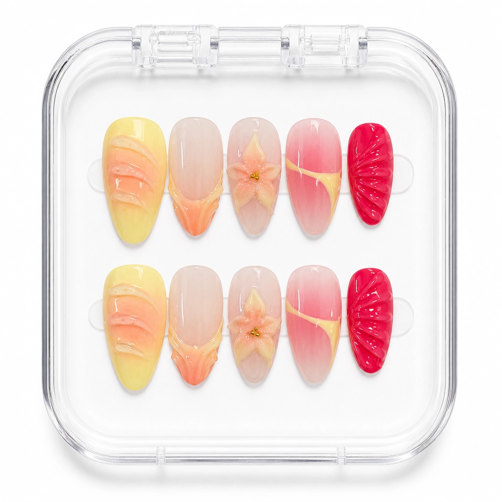 Press-on Nails Wholesale $11.90 Sunset Bloom by Yabe Vietnam