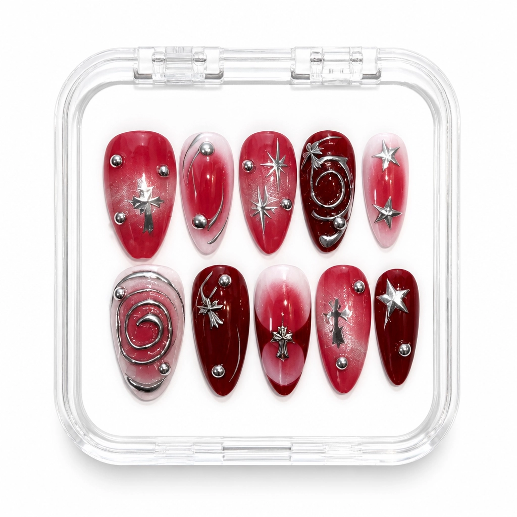 Press-on Nails Wholesale $11.90 Crimson Elegance by Yabe Vietnam