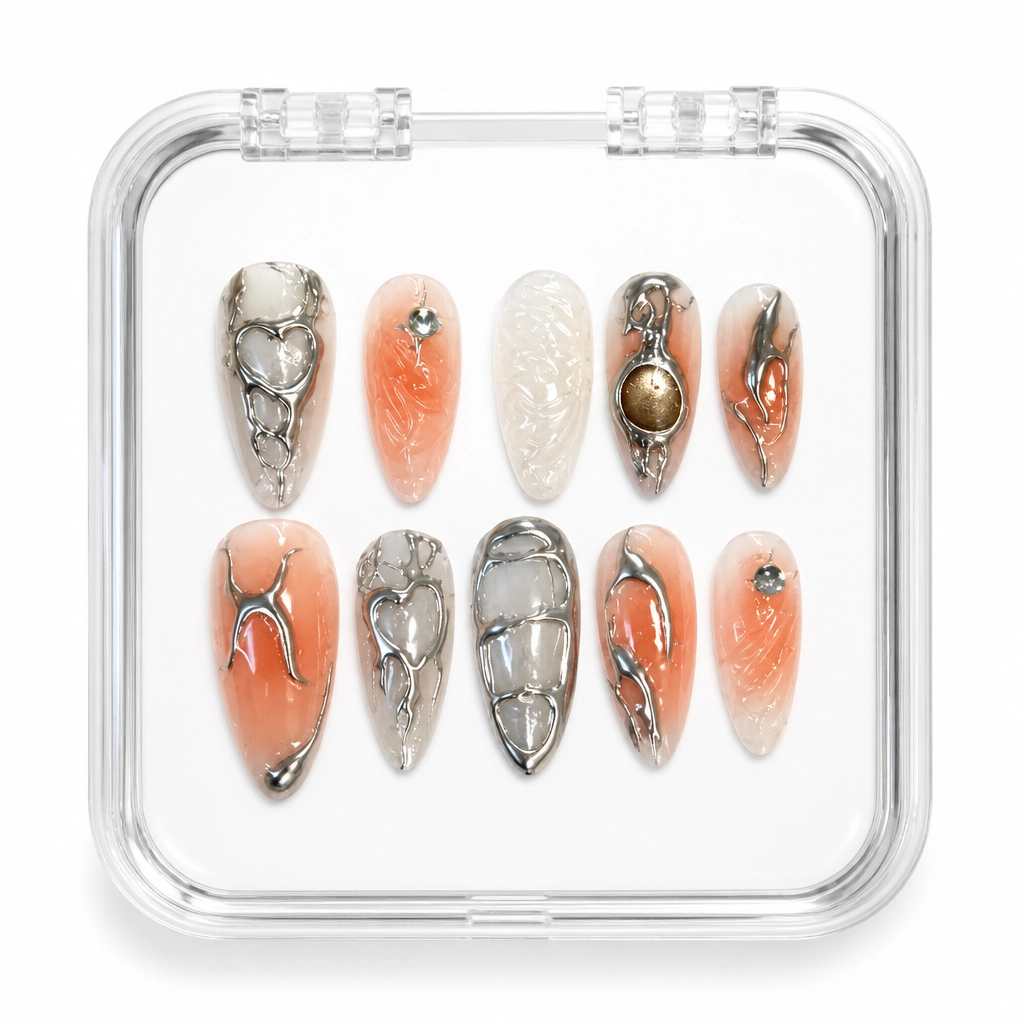 Press-on Nails Wholesale $11.90 Crystalline Coral by Yabe Vietnam