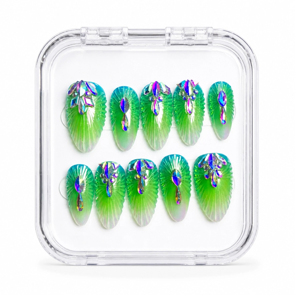 Press-on Nails Wholesale $11.90 Emerald Illusion by Yabe Vietnam