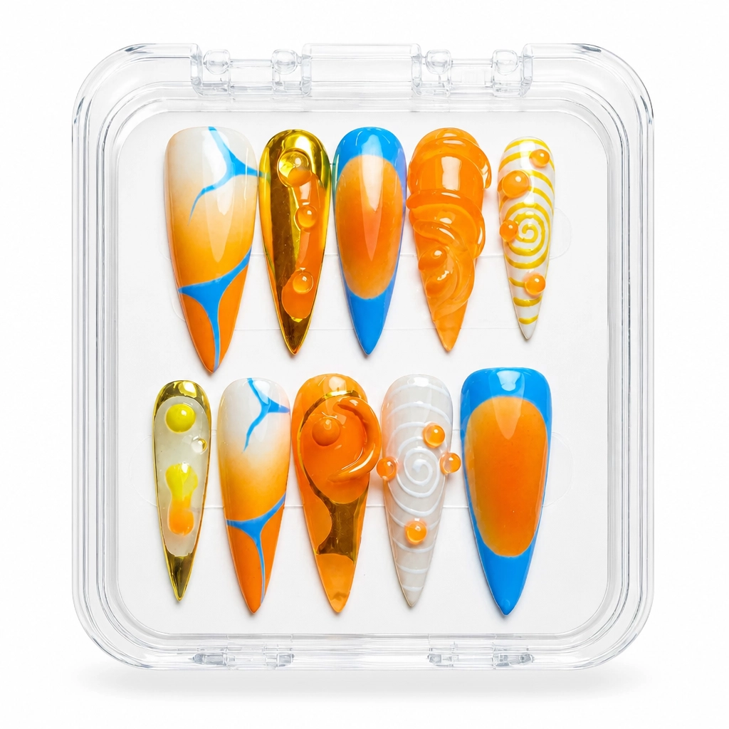 Press-on Nails Wholesale $11.90 Citrus Sunset by Yabe Vietnam
