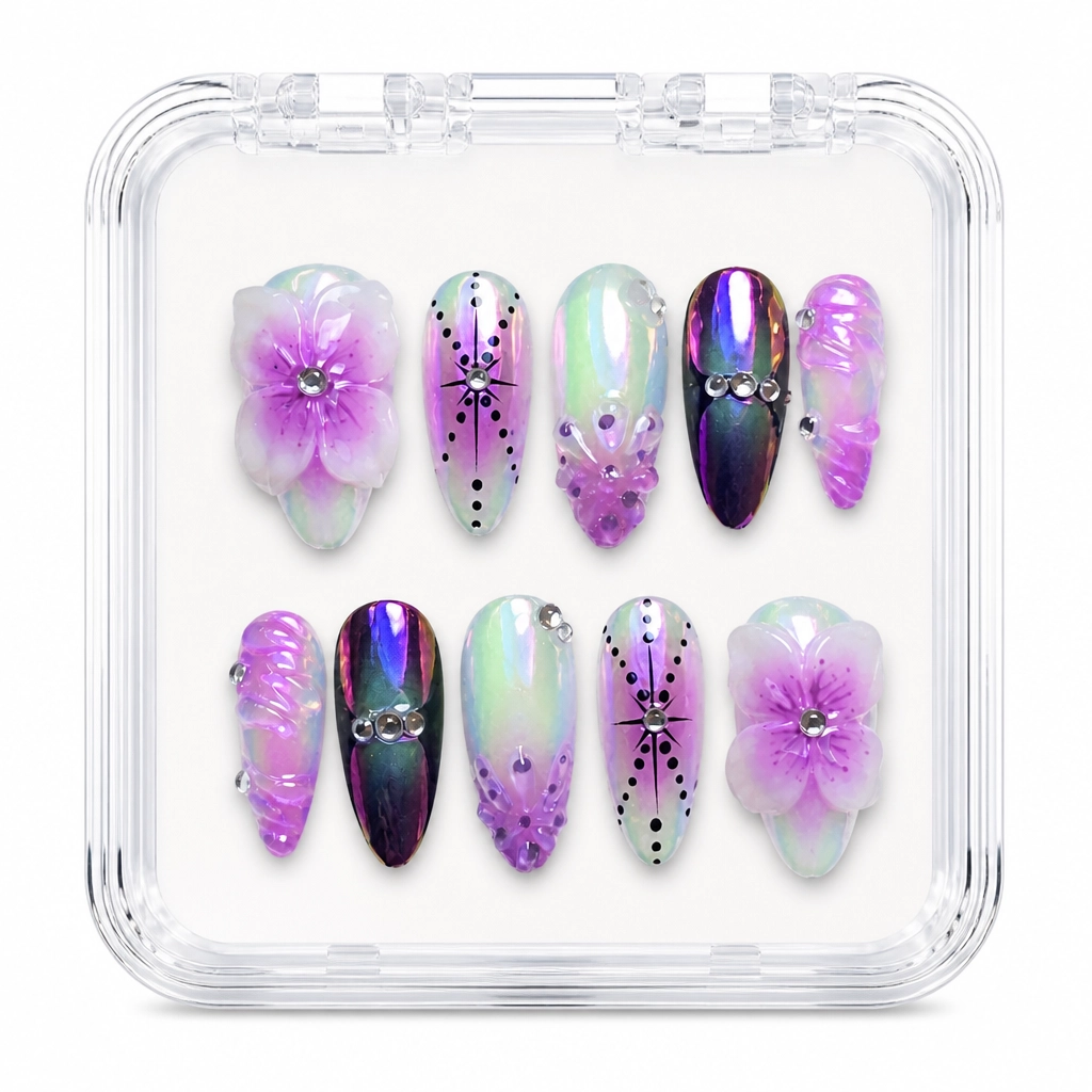 Press-on Nails Wholesale $11.90 Violet Cosmos by Yabe Vietnam