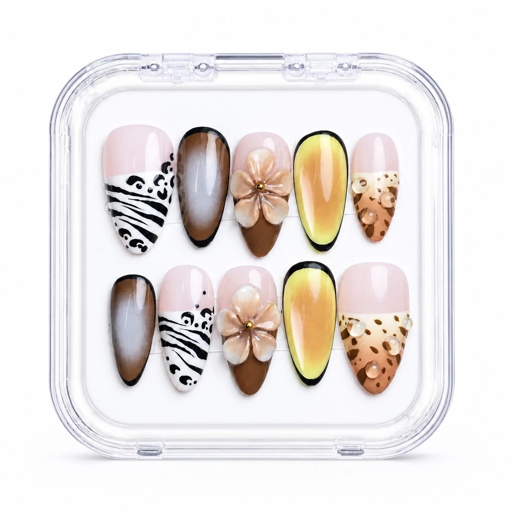 Press-on Nails Wholesale $11.90 Safari Bloom by Yabe Vietnam