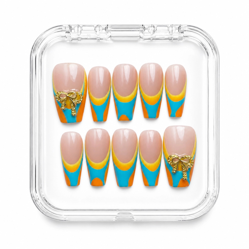 Press-on Nails Wholesale $11.90 Sunset Geometry by Yabe Vietnam