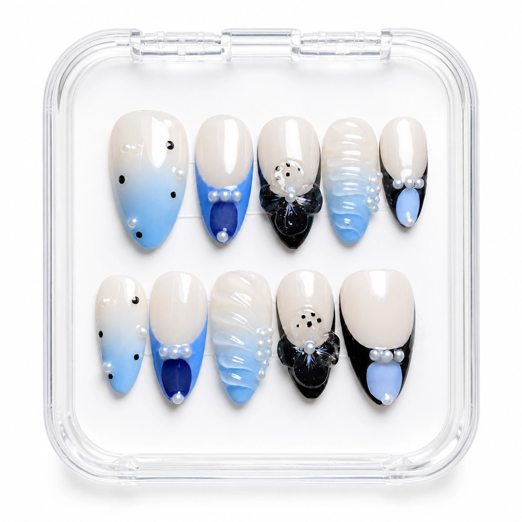 Press-on Nails Wholesale $11.90 Azure Gradient Elegance by Yabe Vietnam