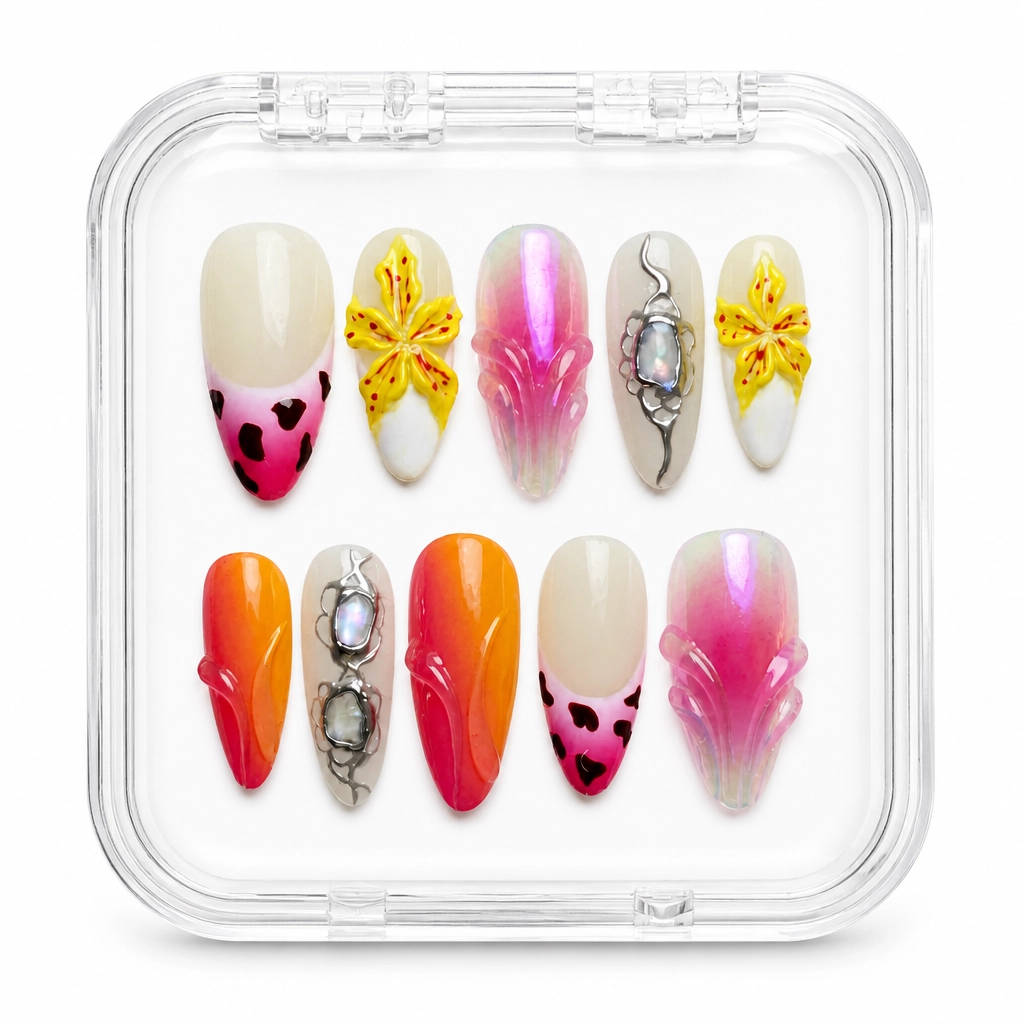 Press-on Nails Wholesale $11.90 Sunset Hearts Luxe by Yabe Vietnam