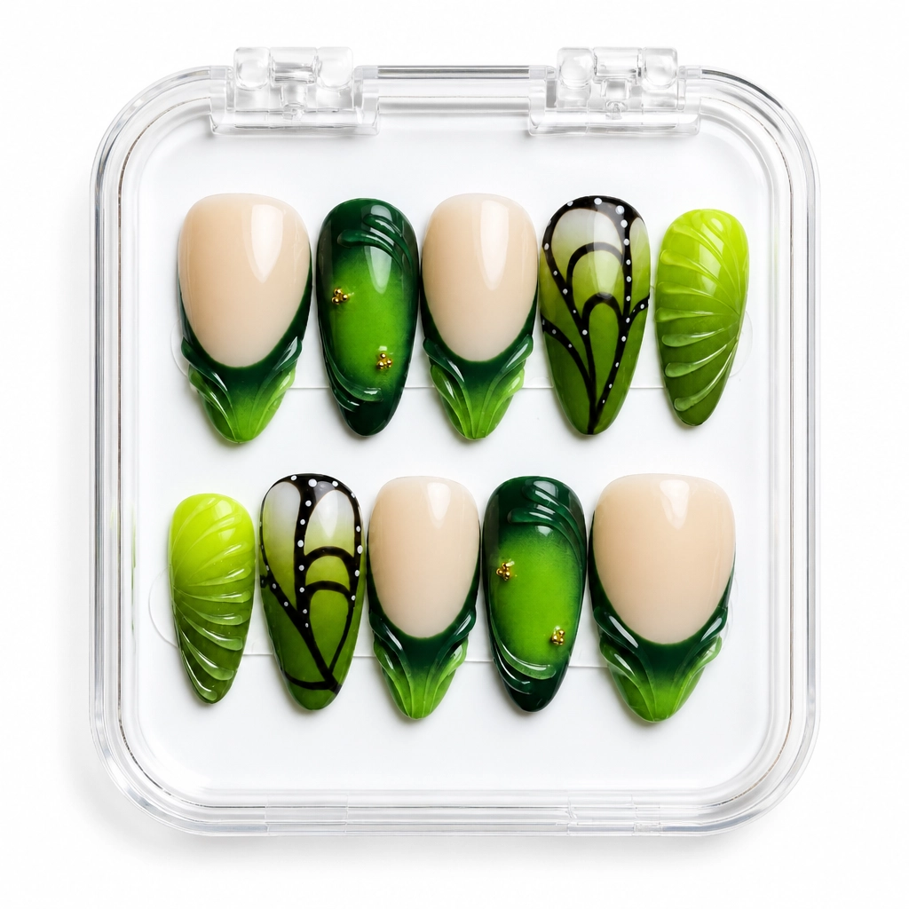 Press-on Nails Wholesale $11.90 Verdant Whisper by Yabe Vietnam