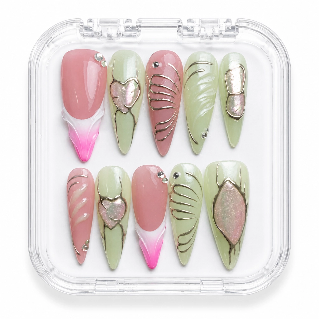 Press-on Nails Wholesale $11.90 Sage Glitter Luxe by Yabe Vietnam