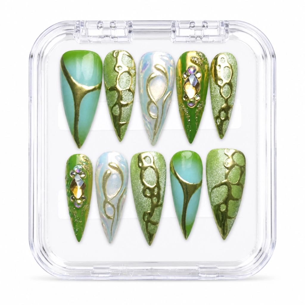 Press-on Nails Wholesale $11.90 Emerald Mystique by Yabe Vietnam