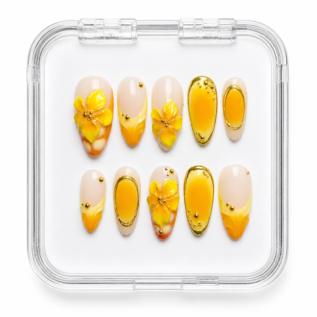 Press-on Nails Wholesale $11.90 Amber Blossom by Yabe Vietnam