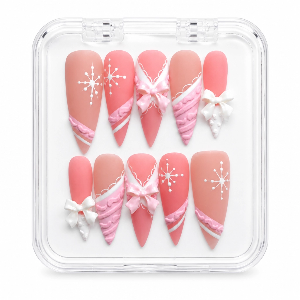 Press-on Nails Wholesale $11.90 Snowflake Ribbons by Yabe Vietnam