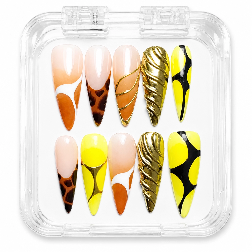 Press-on Nails Wholesale $11.90 Golden Geometry by Yabe Vietnam