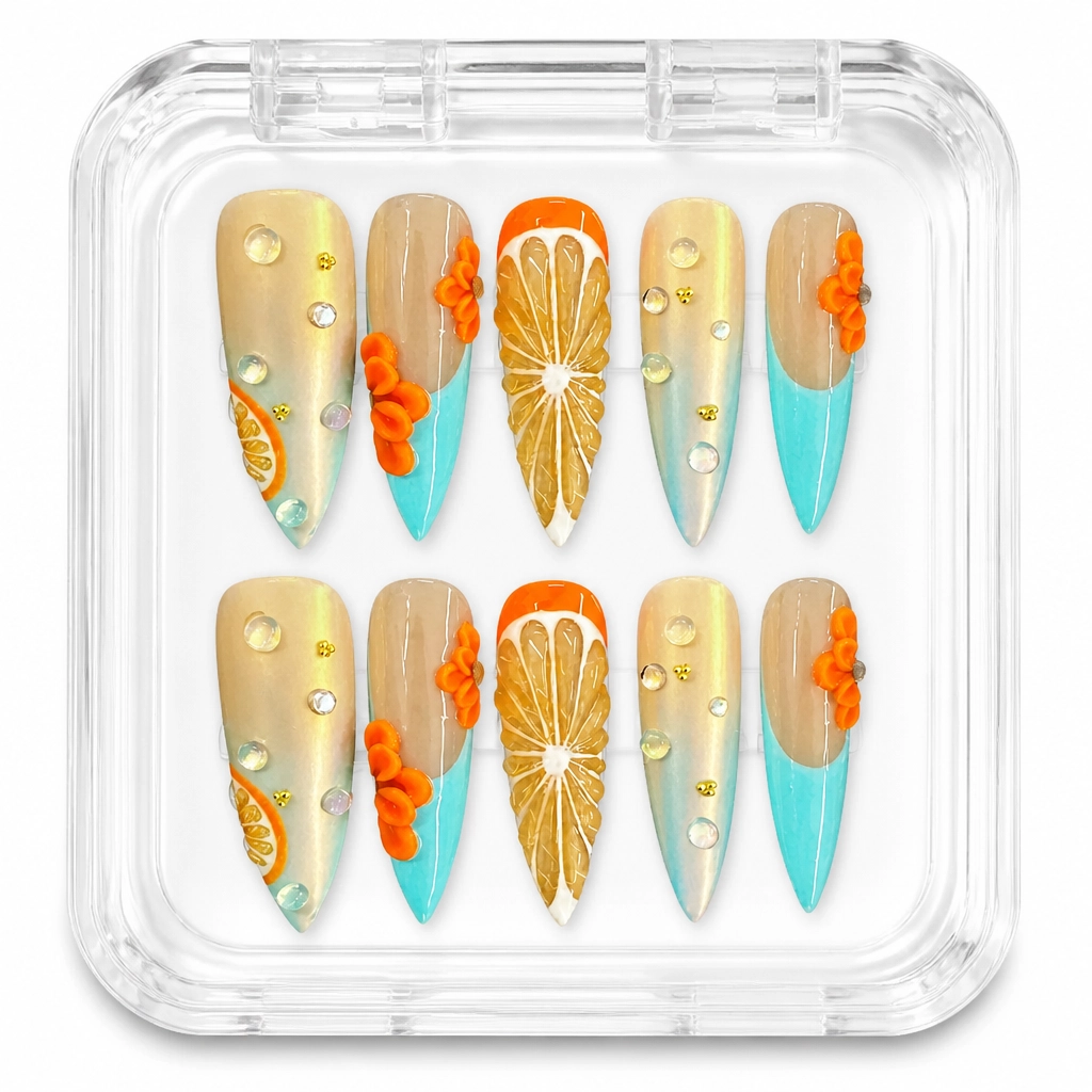 Press-on Nails Wholesale $11.90 Citrus Radiance by Yabe Vietnam