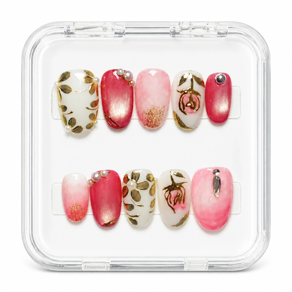 Press-on Nails Wholesale $11.90 Rose Garden Elegance by Yabe Vietnam