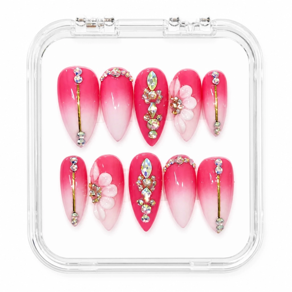 Press-on Nails Wholesale $11.90 Crimson Sparkle by Yabe Vietnam