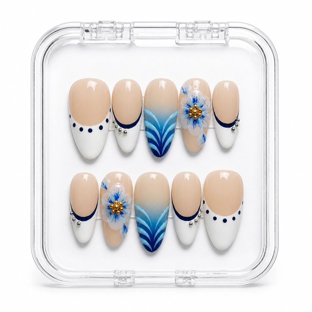 Press-on Nails Wholesale $11.90 Azure Elegance by Yabe Vietnam