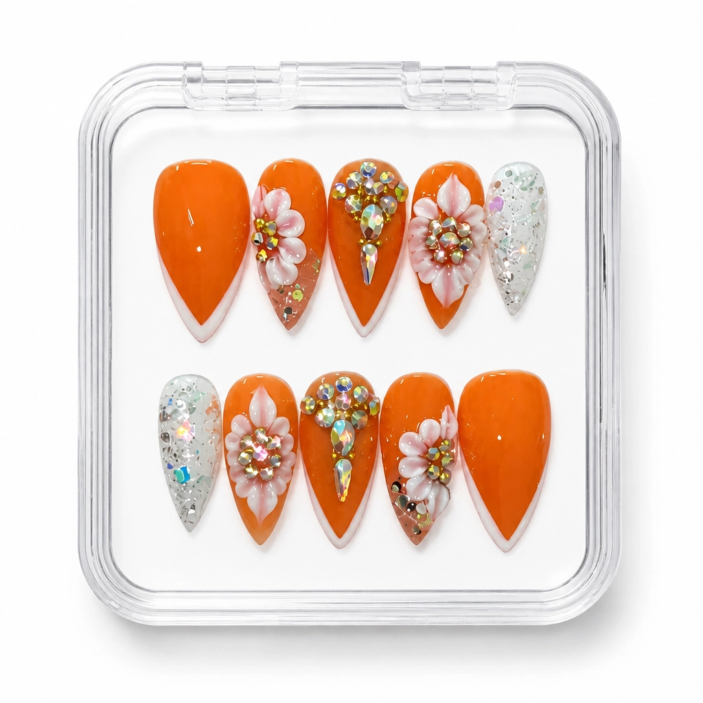 Press-on Nails Wholesale $11.90 Amber Blossom by Yabe Vietnam