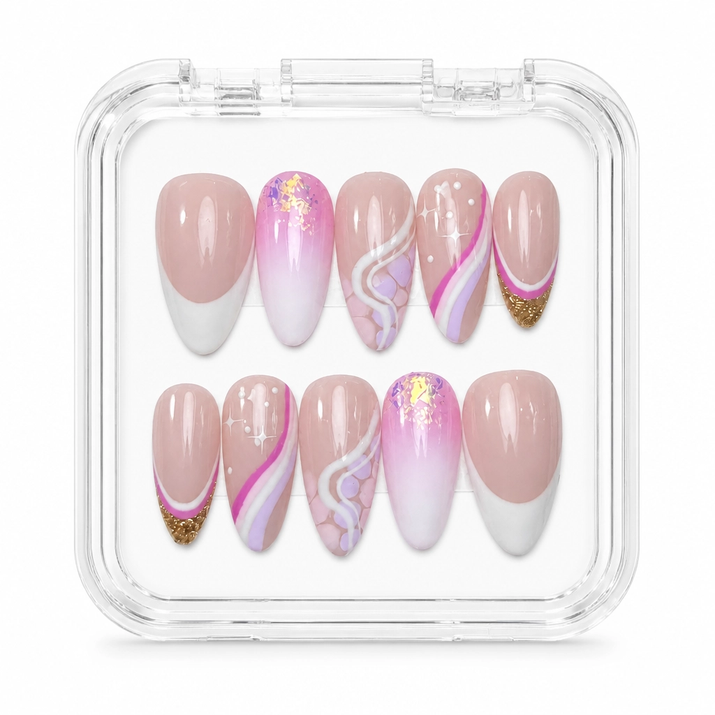 Press-on Nails Wholesale $11.90 Pink Swirl Dream by Yabe Vietnam