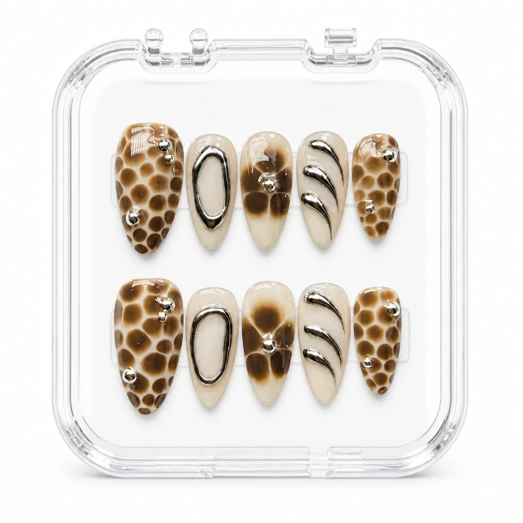 Press-on Nails Wholesale $11.90 Silver Leopard Luxe by Yabe Vietnam