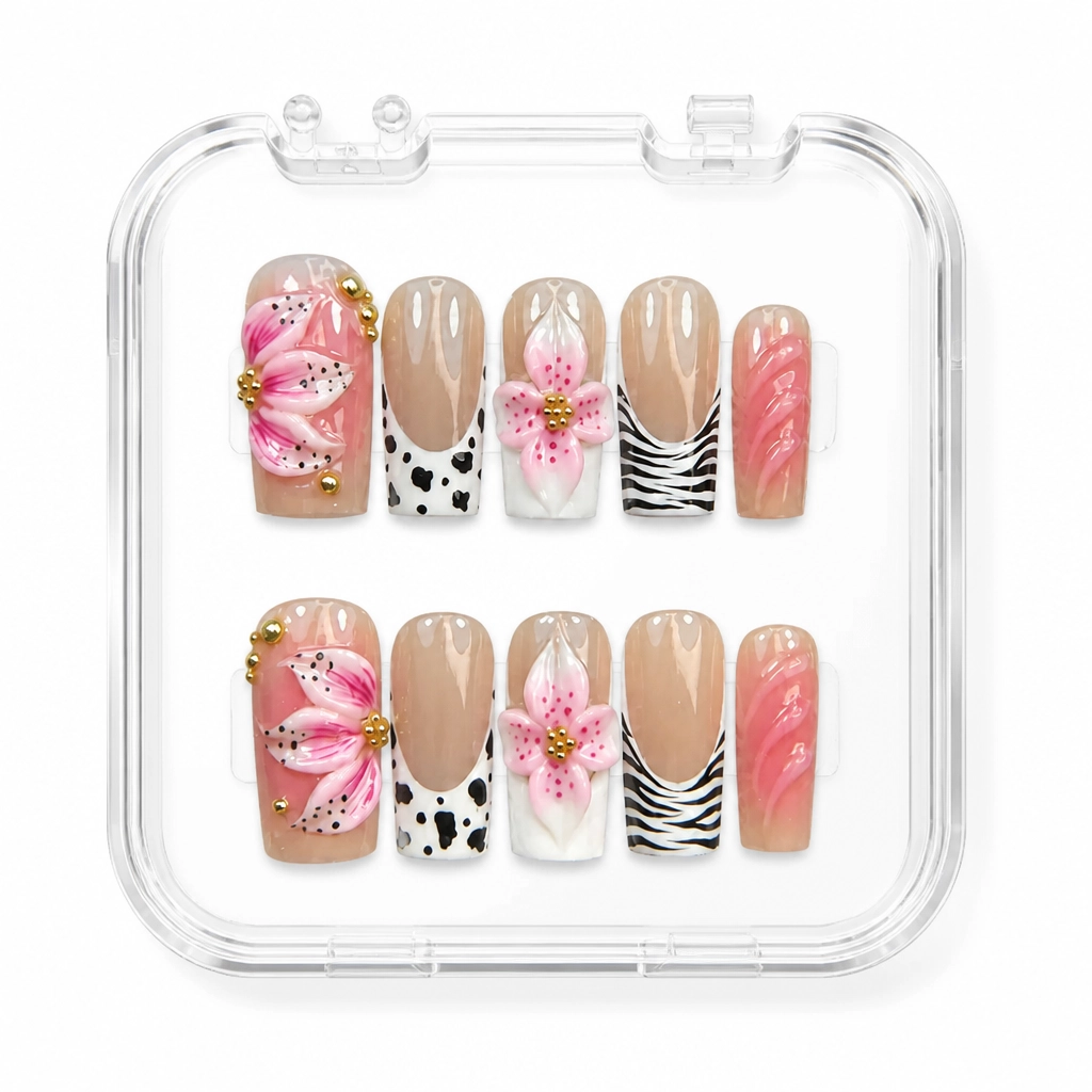 Press-on Nails Wholesale $11.90 Floral Safari by Yabe Vietnam