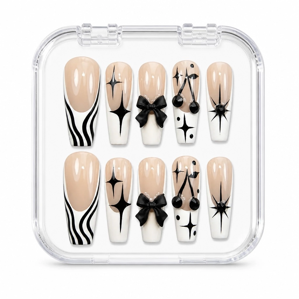 Press-on Nails Wholesale $11.90 Monochrome Starlet by Yabe Vietnam