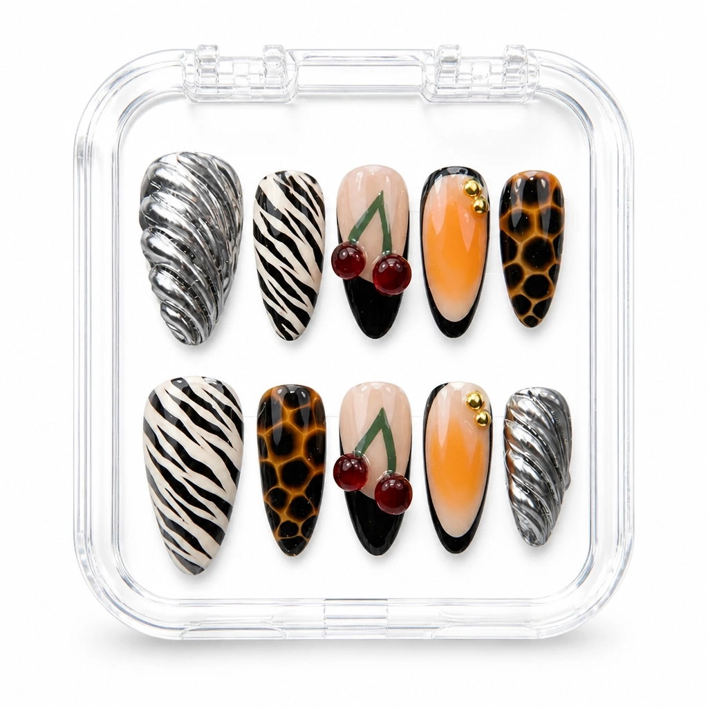 Press-on Nails Wholesale $11.90 Cherry Safari by Yabe Vietnam