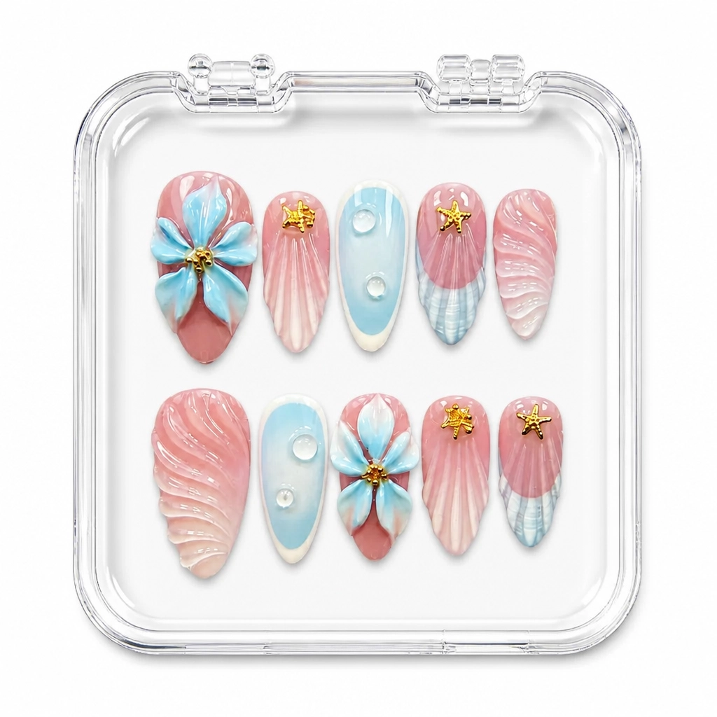 Press-on Nails Wholesale $11.90 Oceanic Blossom by Yabe Vietnam