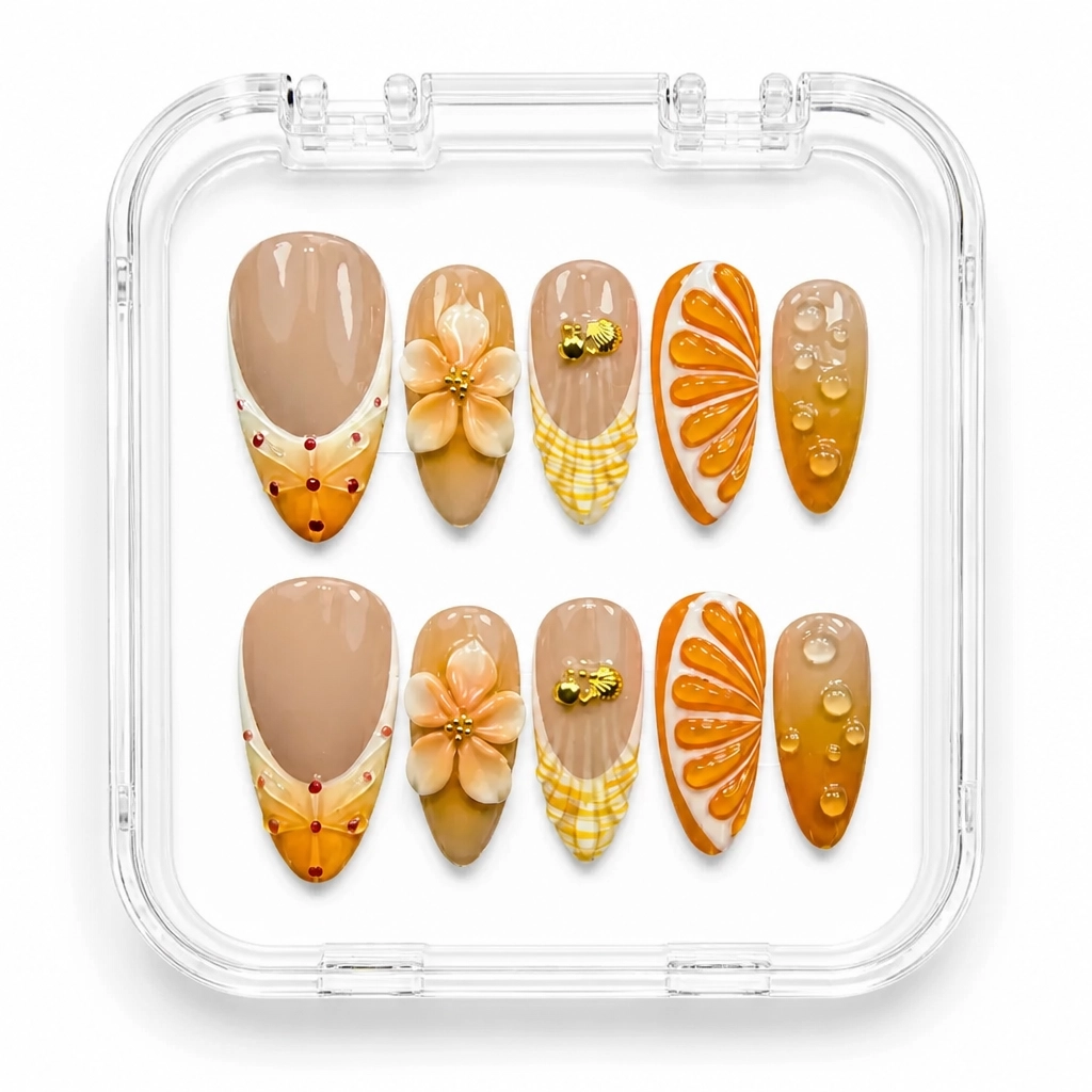 Press-on Nails Wholesale $11.90 Citrus Splash by Yabe Vietnam