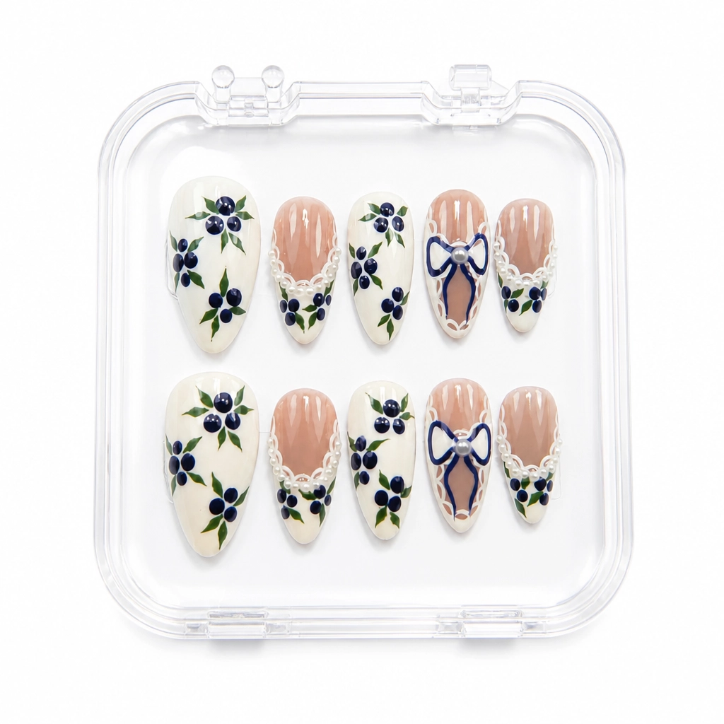 Press-on Nails Wholesale $11.90 Blueberry Lace by Yabe Vietnam